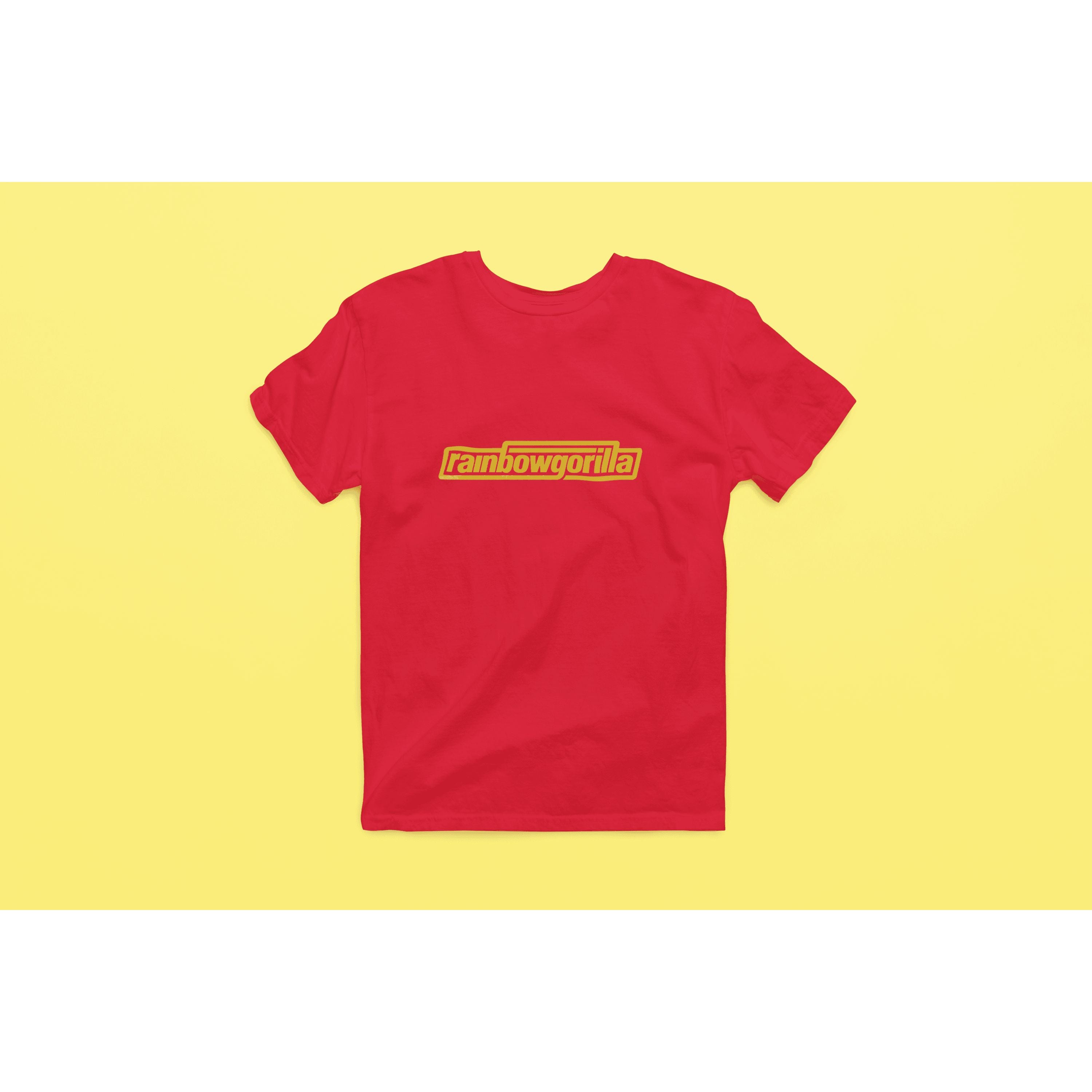 "Rainbow Gorilla ´RG Tekst Goud´ Heren T-shirt - Rainbow Gorilla Store"