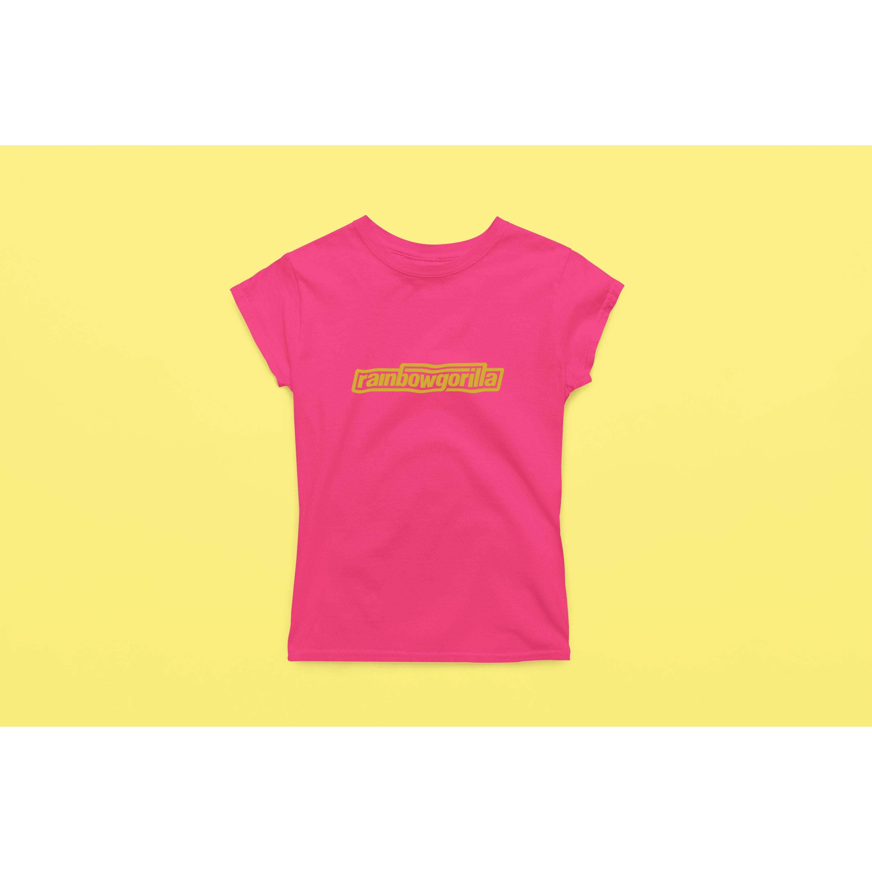 "Rainbow Gorilla ´RG Tekst Goud´ Dames T-shirt - Rainbow Gorilla Store"