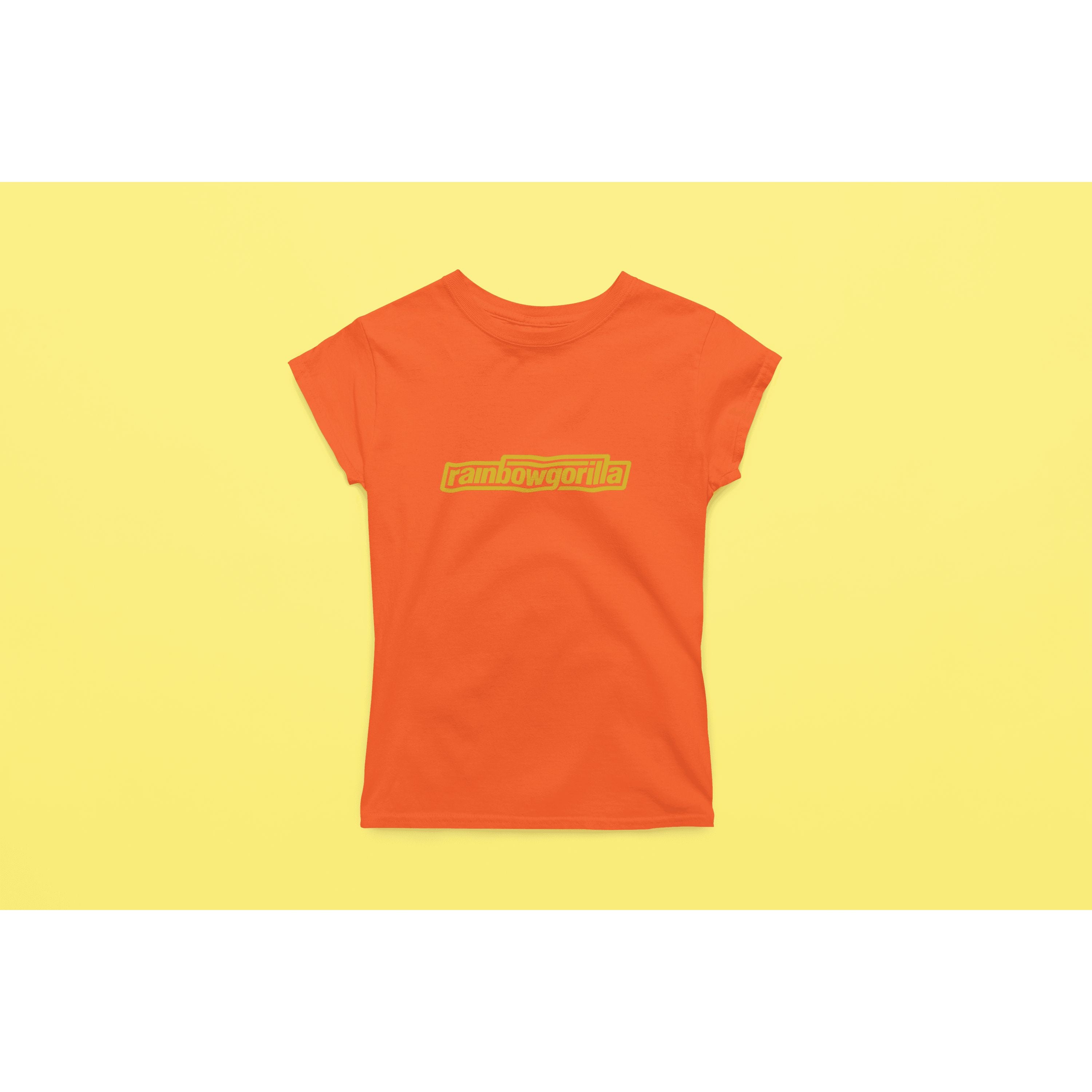 "Rainbow Gorilla ´RG Tekst Goud´ Dames T-shirt - Rainbow Gorilla Store"