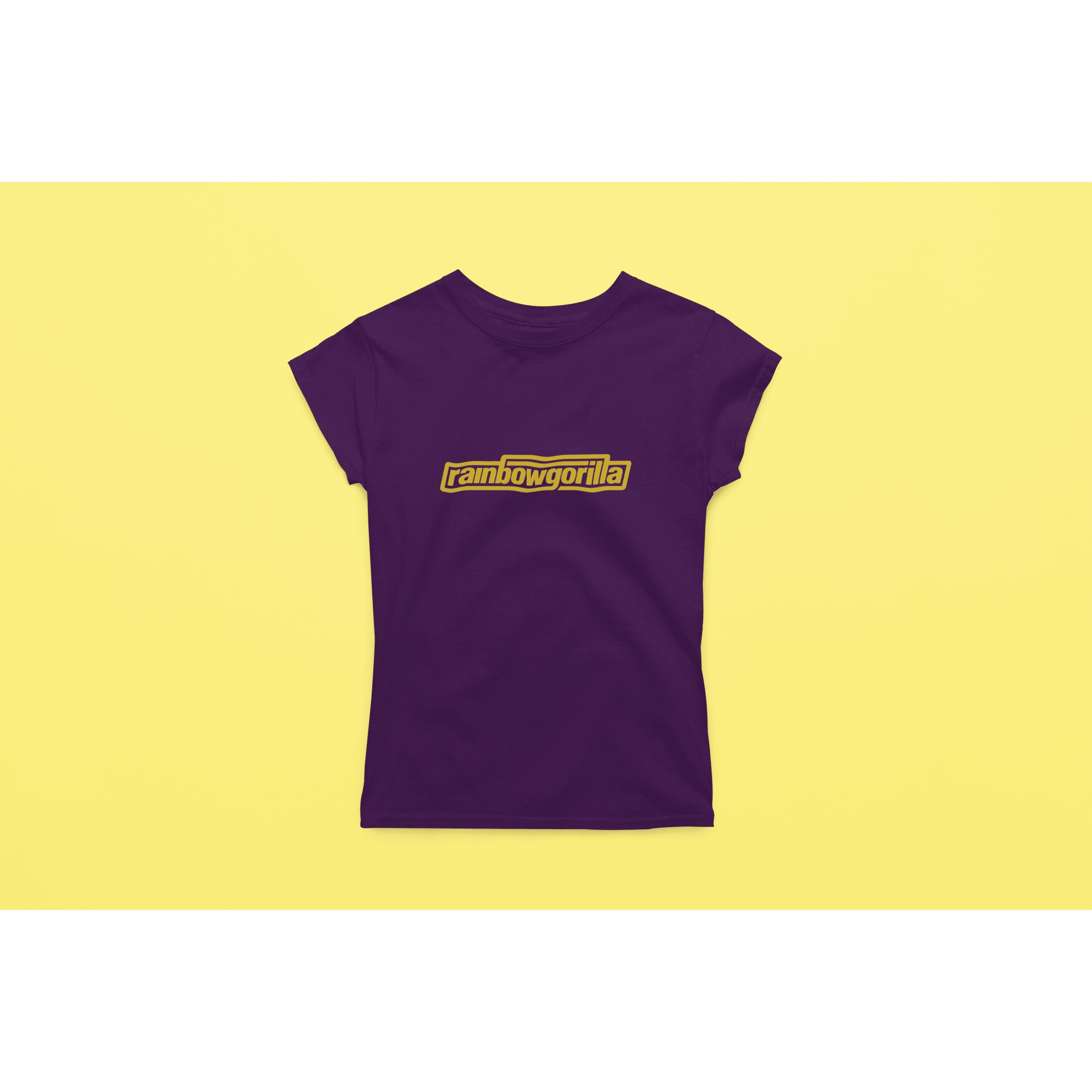 "Rainbow Gorilla ´RG Tekst Goud´ Dames T-shirt - Rainbow Gorilla Store"