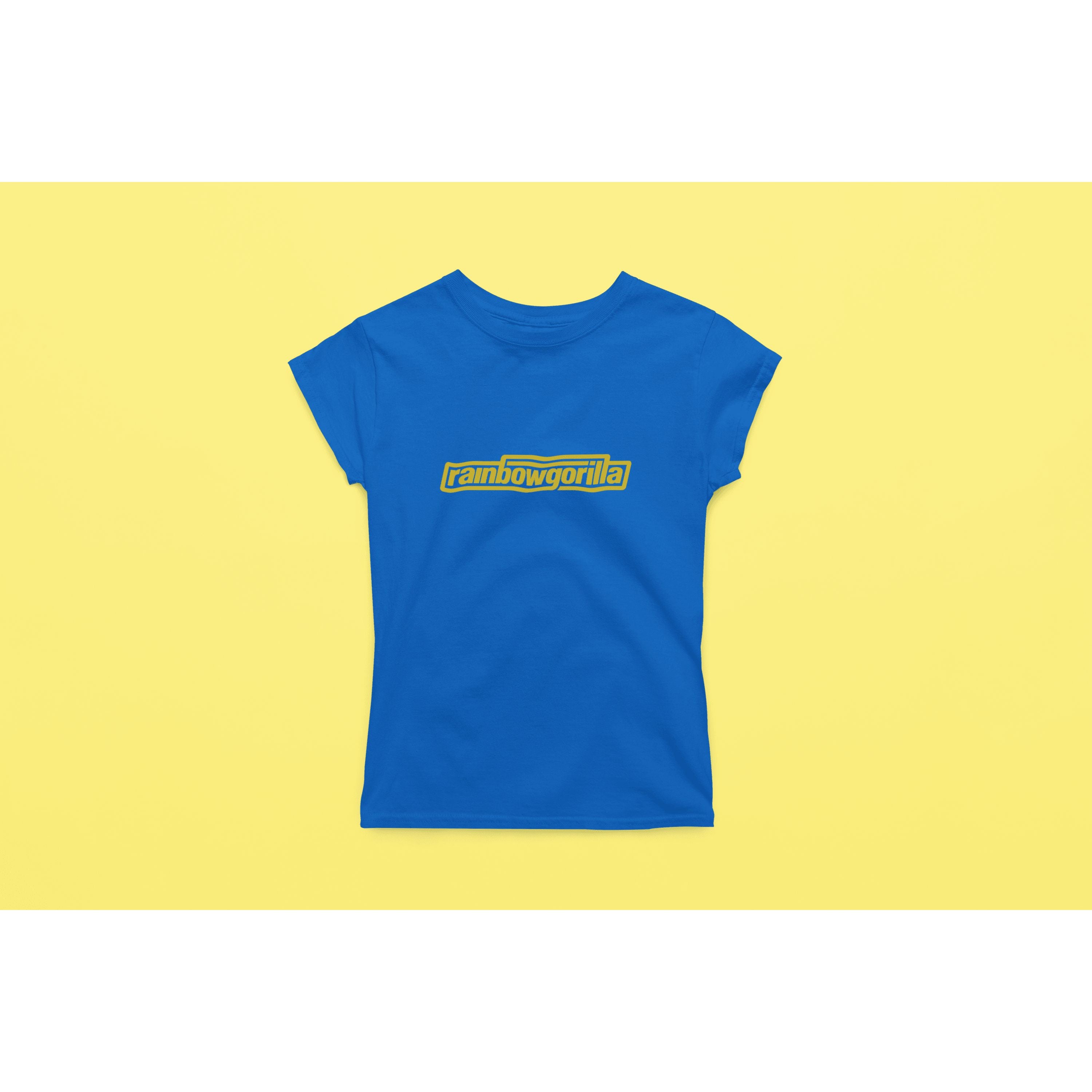 "Rainbow Gorilla ´RG Tekst Goud´ Dames T-shirt - Rainbow Gorilla Store"