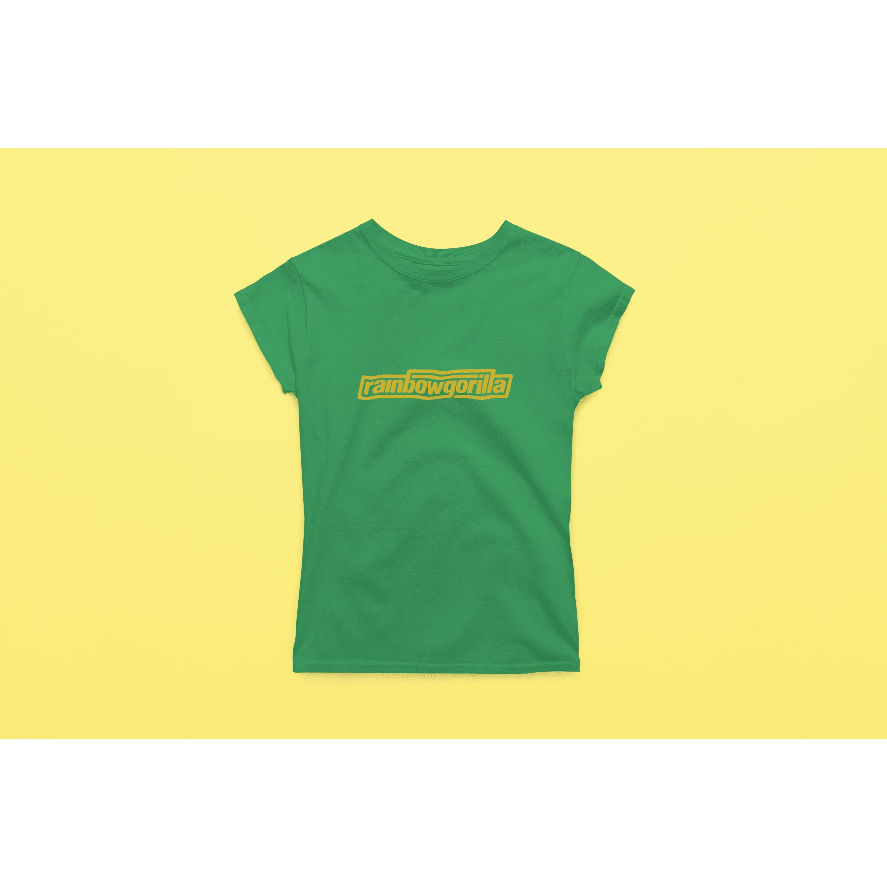 "Rainbow Gorilla ´RG Tekst Goud´ Dames T-shirt - Rainbow Gorilla Store"