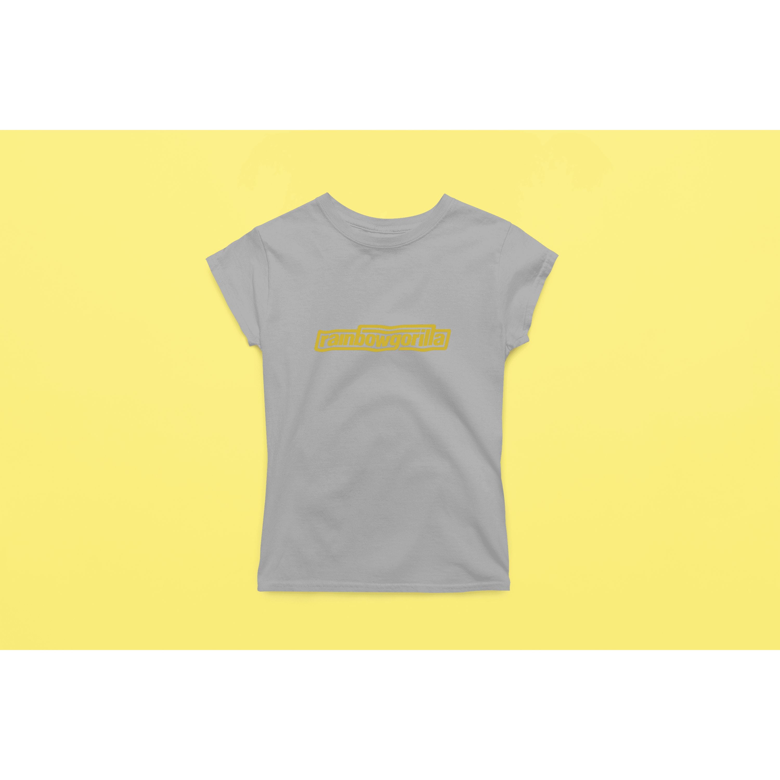 "Rainbow Gorilla ´RG Tekst Goud´ Dames T-shirt - Rainbow Gorilla Store"